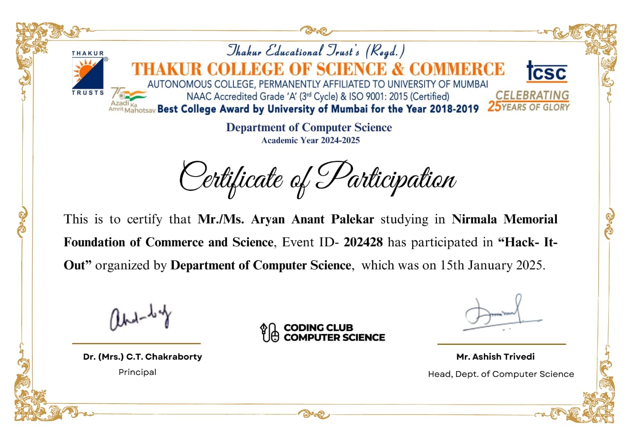 Hack-It-On Certificate